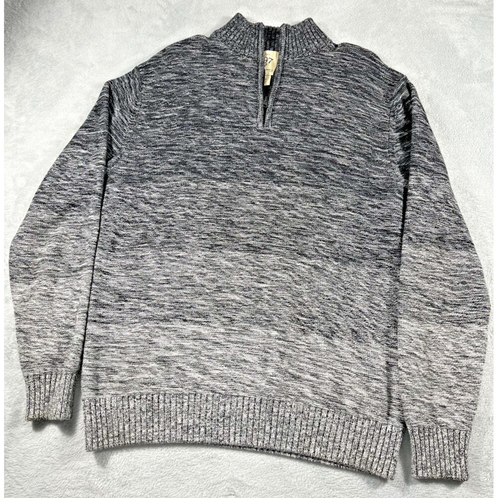 1897 Authentic Co. Mens M Marbled Quarter Zip Sweater Gray Pullover